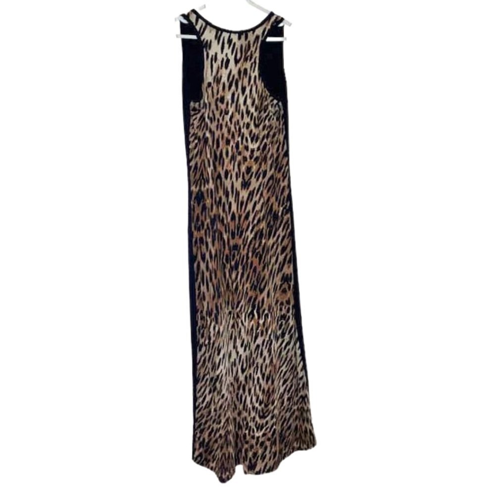 Just Love Stretch Leopard Animal Print Black Sleeveless Maxi Dress Size Small - Picture 3 of 7